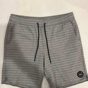 Ron Jon Athletic Swim Shorts in Gray with Stripes